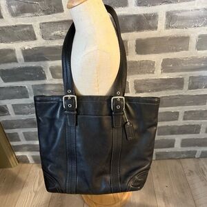 Vintage Coach Black Hampton F10194 Glove Leather Tote Bag Shoulder Purse Y2K
